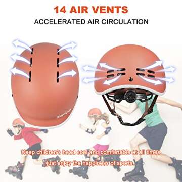 Kids Helmet, SIFVO Kids Bike Helmet Skateboard Helmet Scooter Helmet All-Round Protection Boys Girls Bike Helmet Adjustable & Durable 51-55cm
