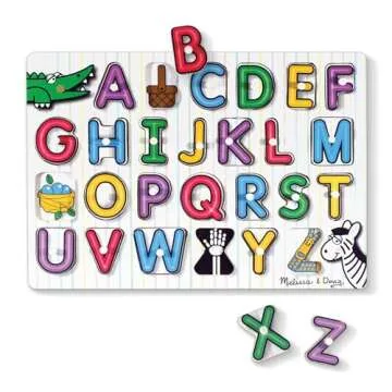 Melissa & Doug Lift & See Alphabet Wooden Peg Puzzle (26 pcs) - FSC Certified