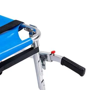 LINE2design EMS Ambulance 4 Wheels Stair Chair - Foldable Aluminum Evacuation Medical Transport Stair Chair with Patient Restraint Straps - 350 lbs Capacity - Blue 36″ x 21″ x 28″