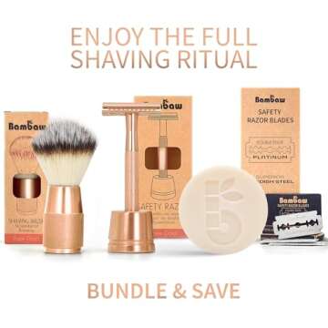 Bambaw Safety Razor for Women with 5 Double Edge Safety Razor Blades, Double Edge Razor, Reusable Razor, Plastic Free – Rose Gold