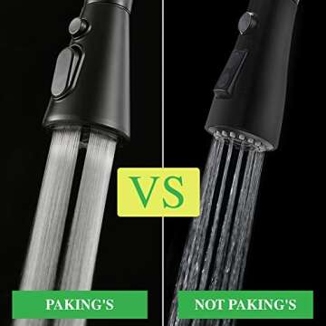 Kitchen Faucet, Splash Proof, Kitchen Sink Faucet, Sink Faucet Kitchen, Kitchen Faucet Pull-Down, Faucet with Sprayer, Bar Faucet, Stainless Steel, Matte Black, PAKING PB1029