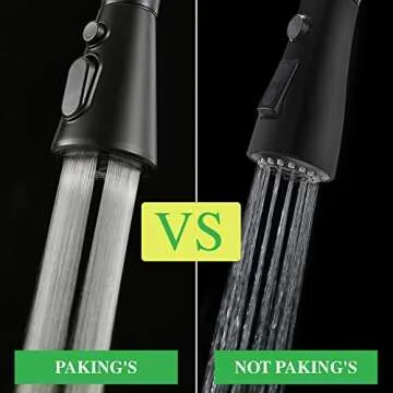 Kitchen Faucet, Splash Proof, Kitchen Sink Faucet, Sink Faucet Kitchen, Kitchen Faucet Pull-Down, Faucet with Sprayer, Bar Faucet, Stainless Steel, Matte Black, PAKING PB1029