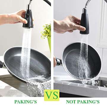 Kitchen Faucet, Splash Proof, Kitchen Sink Faucet, Sink Faucet Kitchen, Kitchen Faucet Pull-Down, Faucet with Sprayer, Bar Faucet, Stainless Steel, Matte Black, PAKING PB1029