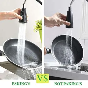 Kitchen Faucet, Splash Proof, Kitchen Sink Faucet, Sink Faucet Kitchen, Kitchen Faucet Pull-Down, Faucet with Sprayer, Bar Faucet, Stainless Steel, Matte Black, PAKING PB1029