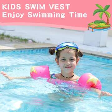 Onory Toddler Swim Vest Kids Adjustable Strap Swimming Jacket Pool Floaties Learn Swimming Training, Cute Cartoon Swim Training Equipment Swim Aid for 20-50 lbs Boys and Girls