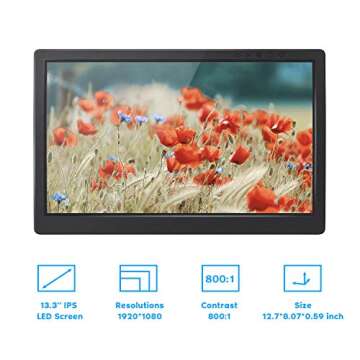 SunFounder 13.3 Inch Full HD IPS Display Portable Gaming Monitor for Raspberry Pi