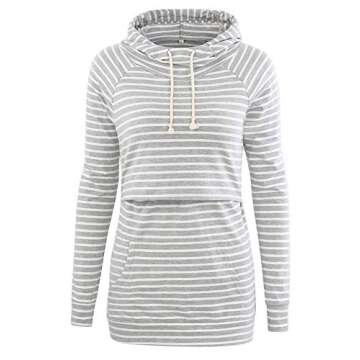 Liu & Qu Womens Nursing Hoodie Long Sleeves Sweatshirt Breastfeeding Layered Top Pocket Casual Cloth...