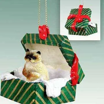 Delightful Ragdoll Cat Gift Box Ornament - Hand Painted Charm