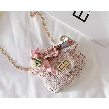 Deerhobbes Design your own Kids Girls' fashion Mini Handbags girl handbag flower bunny tweed Princess Purses girls sunglasses (Pink)