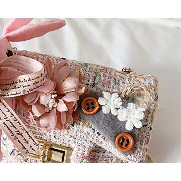 Deerhobbes Design your own Kids Girls' fashion Mini Handbags girl handbag flower bunny tweed Princess Purses girls sunglasses (Pink)