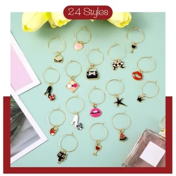 Junkin 24 Pcs Wine Glass Charms for Elegant Gatherings