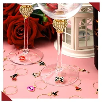 Junkin 24 Pcs Wine Glass Charms for Elegant Gatherings