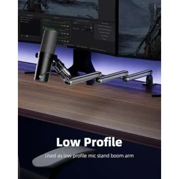 TODI Mic Arm, Microphone Arm Rotatable, Storable Desk Microphone Stand Bear 3LB with Mount Clamp, Mic Stand Boom Arm with Cable Management with 3/8'' 5/8'' Interface for Live Streaming, Gaming