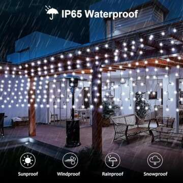 DBFAIRY Solar Curtain Lights,13ft x 3.3ft 200 LED Outdoor Solar Curtain Lights Waterproof Green Wire with 8 Mode for Garden Handrail Railing Eaves Wall Decoration -Cool White