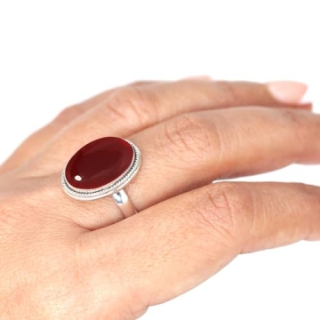 JEWELOPORIUM Red Garnet Quartz Silver Ring Size 7 - 925 Sterling Silver Fashion Jewelry for Women