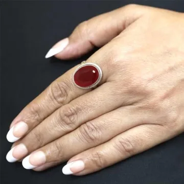 JEWELOPORIUM Red Garnet Quartz Silver Ring for Women