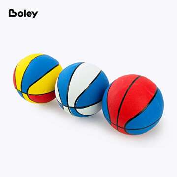 Boley Rubber Basketball Set with Pump - 3 Pack Size 3 22 Inch Indoor & Outdoor Kids Basketballs