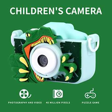 Snowall Kids Camera Toys - Green Dinosaur Camera for Kids, Ages 3-12