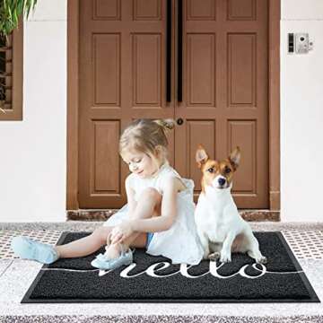 CozyBounty Door Mat Hello Mats Outdoor Indoor Non-Slip Doormat for Entryway Low-Profile Floor Mat fo...