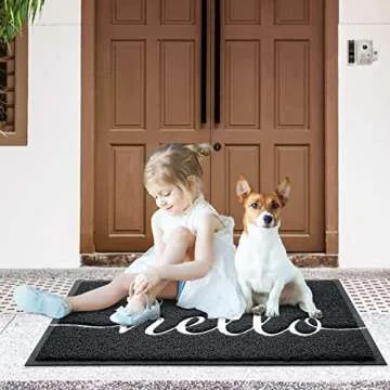 CozyBounty Door Mat Hello Mats Outdoor Indoor Non-Slip Doormat for Entryway Low-Profile Floor Mat fo...