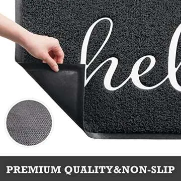 CozyBounty Door Mat Hello Mats Outdoor Indoor Non-Slip Doormat for Entryway Low-Profile Floor Mat for Yard, Garage, High Traffic Areas (36"x24", Black)