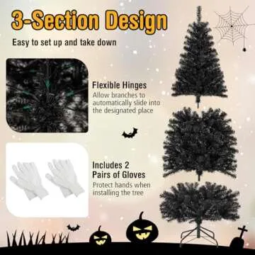 Goplus 6ft Black Pencil Christmas Tree - Pre-lit & Stylish