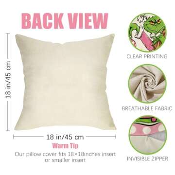 Fahrendom Christmas Decorative Throw Pillow Covers 18 x 18 Set of 4, Pink Xmas Tree Christmas Ball J...