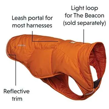 Ruffwear, Quinzee Insulated, Water-Resistant Jacket for Dogs with Stuff Sack, Campfire Orange, Small