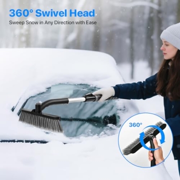 OUSHASAA 35.4" Ice Scrapers for Car Windshield, Extendable Snow Brush for Car with Foam Grip, Snow S...