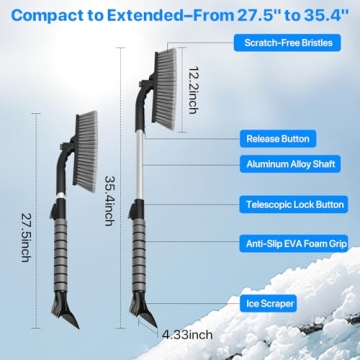 OUSHASAA 35.4" Ice Scrapers for Cars - Reliable Snow Brush