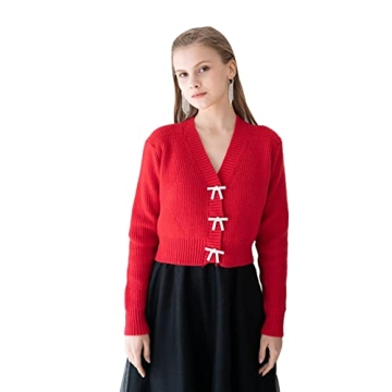 Stylish Chicwish Crop Cardigan with Bowknots for Festive Wear