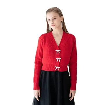 Stylish Chicwish Crop Cardigan with Bowknots for Festive Wear