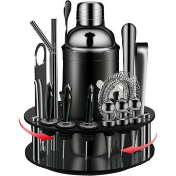 19-Piece Matte Black Bartender Kit for Home Mixology