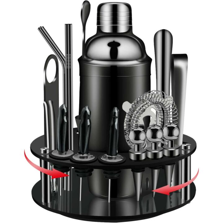 19-Piece Matte Black Bartender Kit for Home Mixology