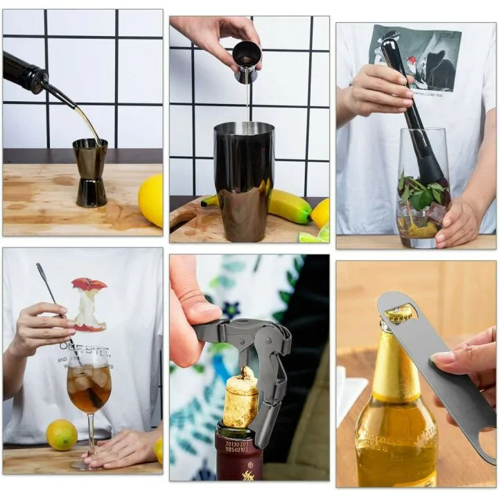 19-Piece Matte Black Bartender Kit for Home Mixology
