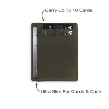 Andar Leather Slim Wallet, Minimalist Front Pocket RFID Blocking Card Holder Made of Full Grain Leather - The Scout (Olive Gray)