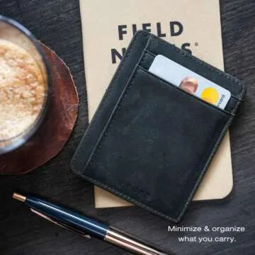 Andar Leather Slim Wallet, Minimalist Front Pocket RFID Blocking Card Holder Made of Full Grain Leather - The Scout (Olive Gray)