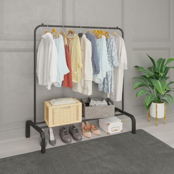 JIUYOTREE 43 Inch Metal Clothing Rack with Shelf