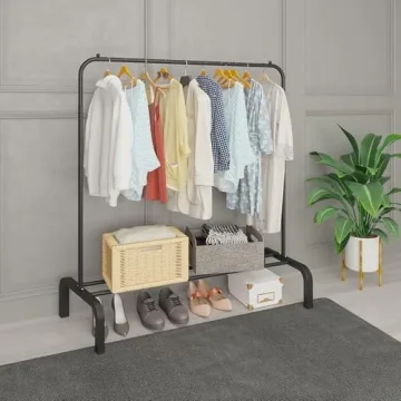 JIUYOTREE 43 Inch Metal Clothing Rack with Shelf