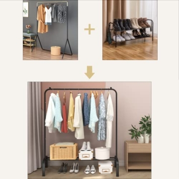 JIUYOTREE 43 Inch Metal Clothing Rack with Shelf