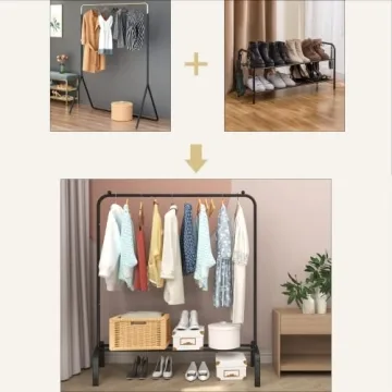 JIUYOTREE 43 Inch Metal Clothing Rack with Shelf