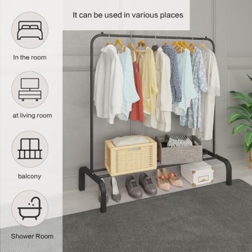 JIUYOTREE 43 Inch Metal Clothing Rack with Shelf