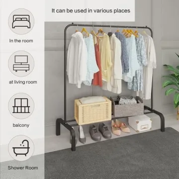 JIUYOTREE 43 Inch Metal Clothing Rack with Shelf