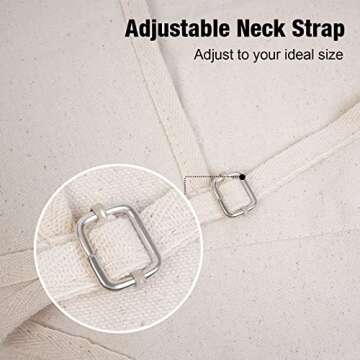 conda Adjustable Professional Bib Apron 100% Cotton Canvas with 3 Pockets for Women Men Adults, Waterproof, Natural 31inch (1pcs Pack)