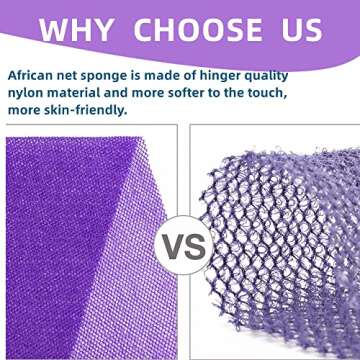 African Net Long Bathing Sponge,Net Exfoliating Back Scrubber for Body,Exfoliating Back Towel,Pack of 1(Purple)
