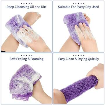 African Net Long Bathing Sponge,Net Exfoliating Back Scrubber for Body,Exfoliating Back Towel,Pack of 1(Purple)