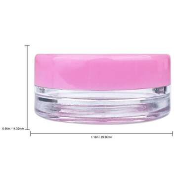 Beauticom 3G/3ML Round Clear Jars with Pink Lids for Cosmetics, Medication, Lab and Field Research S...