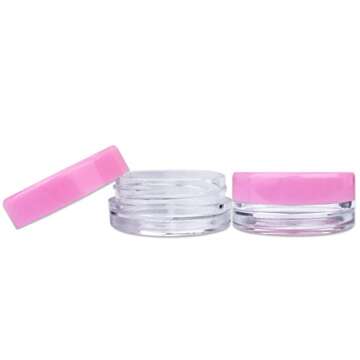 Beauticom 3G/3ML Round Clear Jars with Pink Lids for Cosmetics, Medication, Lab and Field Research Samples, Beauty and Health Aids - BPA Free (Quantity: 50 Pieces)