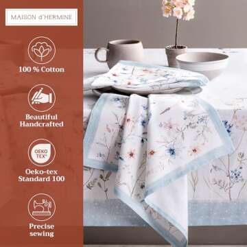 Maison d' Hermine 100% Cotton Napkin Set of 4 - Decorative Washable Dinner Napkins for Gifts, Holida...