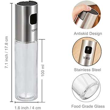Top Studio Oil Sprayer for Cooking, Refillable Olive Oil Mister, Portable Oil Spray Bottle, Oil Spritzer for Air Fryer Kitchen Gadgets Widely used for Salad, BBQ, Kitchen Baking, Roasting